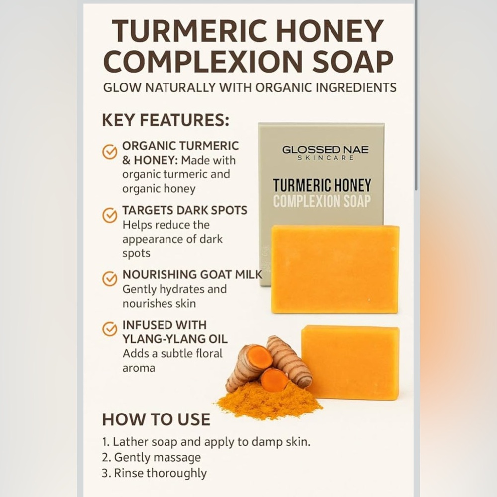 NIB Glossed by Nae Organic Turmeric Honey & Goat Milk Complexion Soap